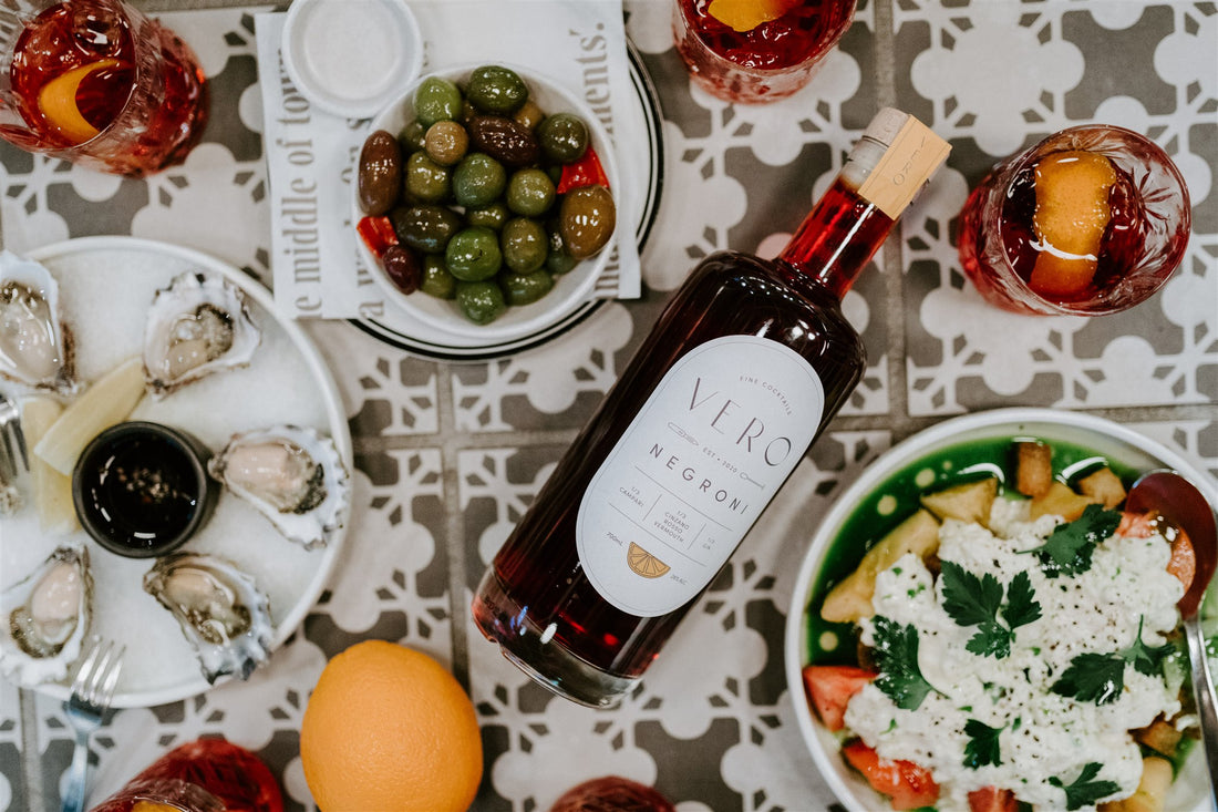 Vero Cocktails Bottled Negroni is a Premium Bottled Cocktail that has been Pre-Batched to Perfection